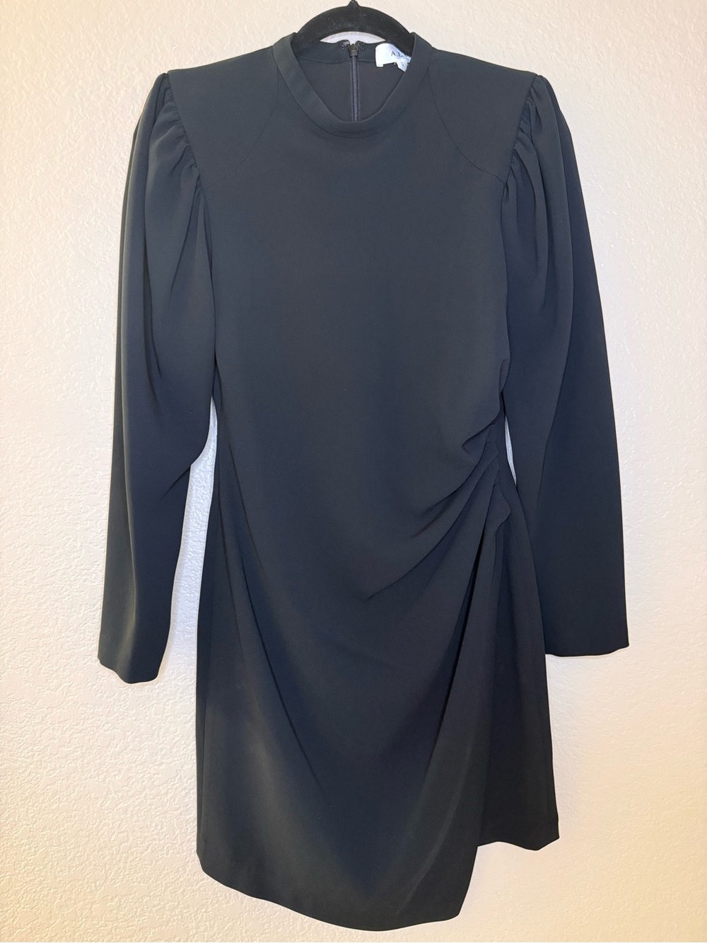 A.L.C. Black Jane Mini Dress with Draped Side